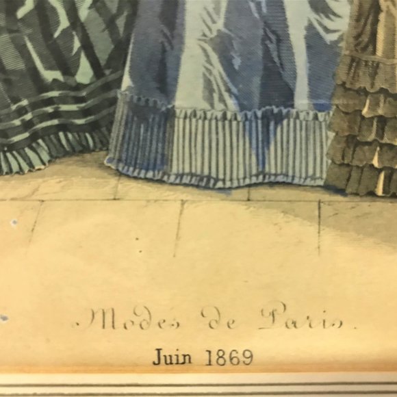 Vintage "Modes de Paris" (Fashions of Paris) Juin 1869 Framed Antique Art Print - Picture 5 of 10